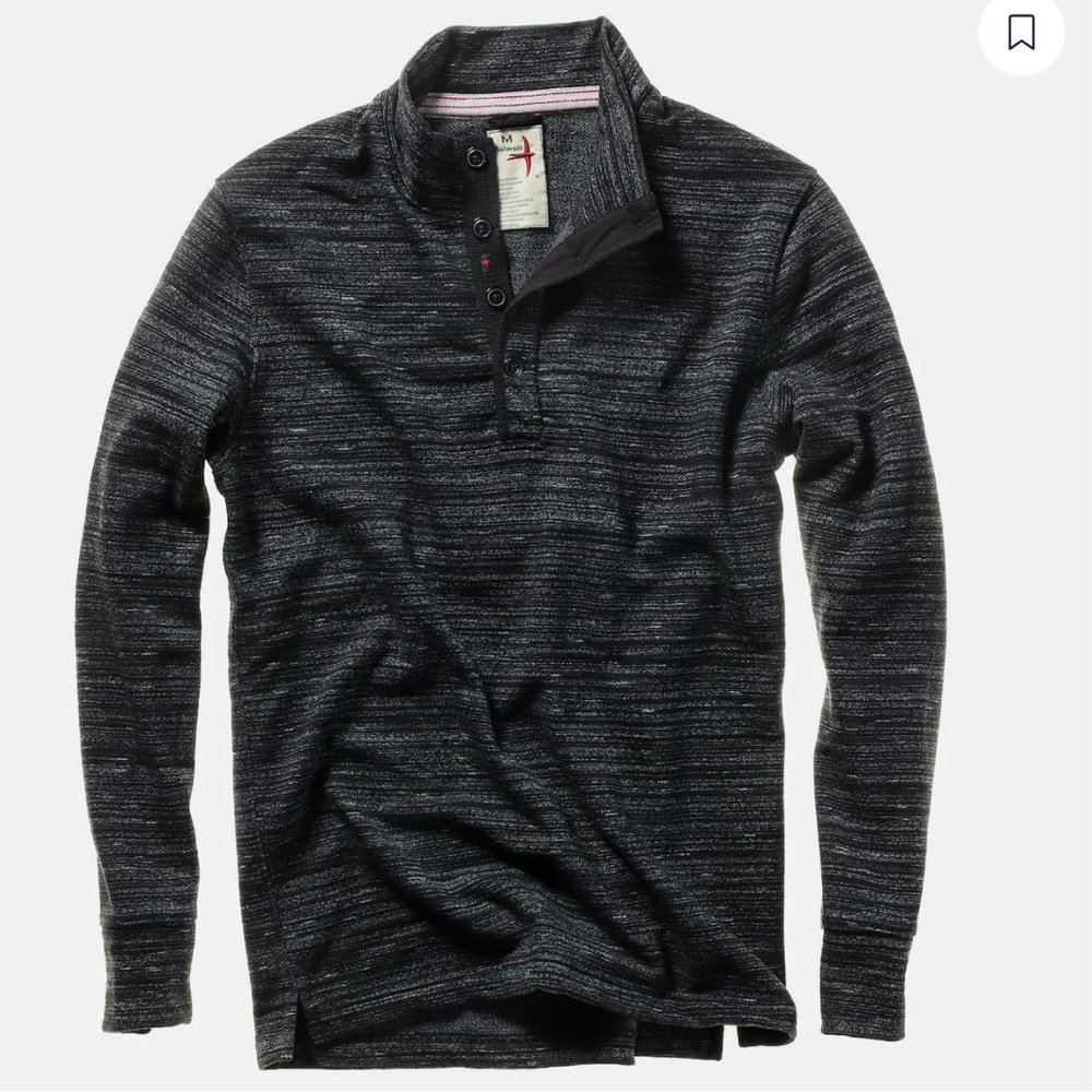RELWEN Loop Back Mock Large Pullover in Black Twist